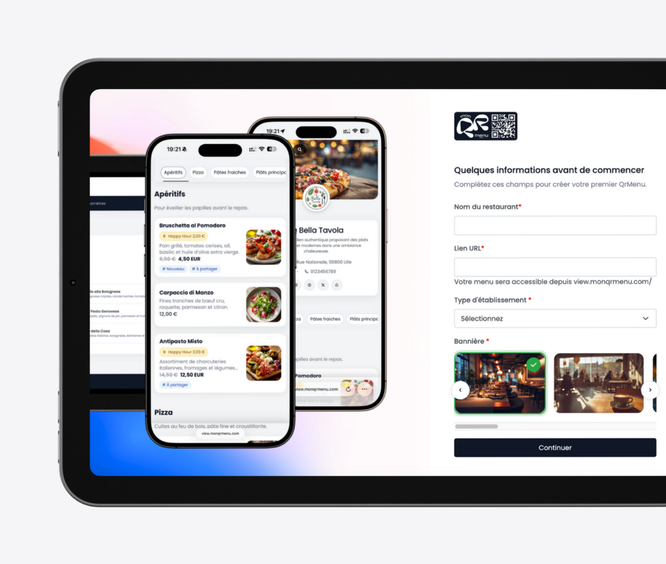 Votre menu, prêt avant le service
