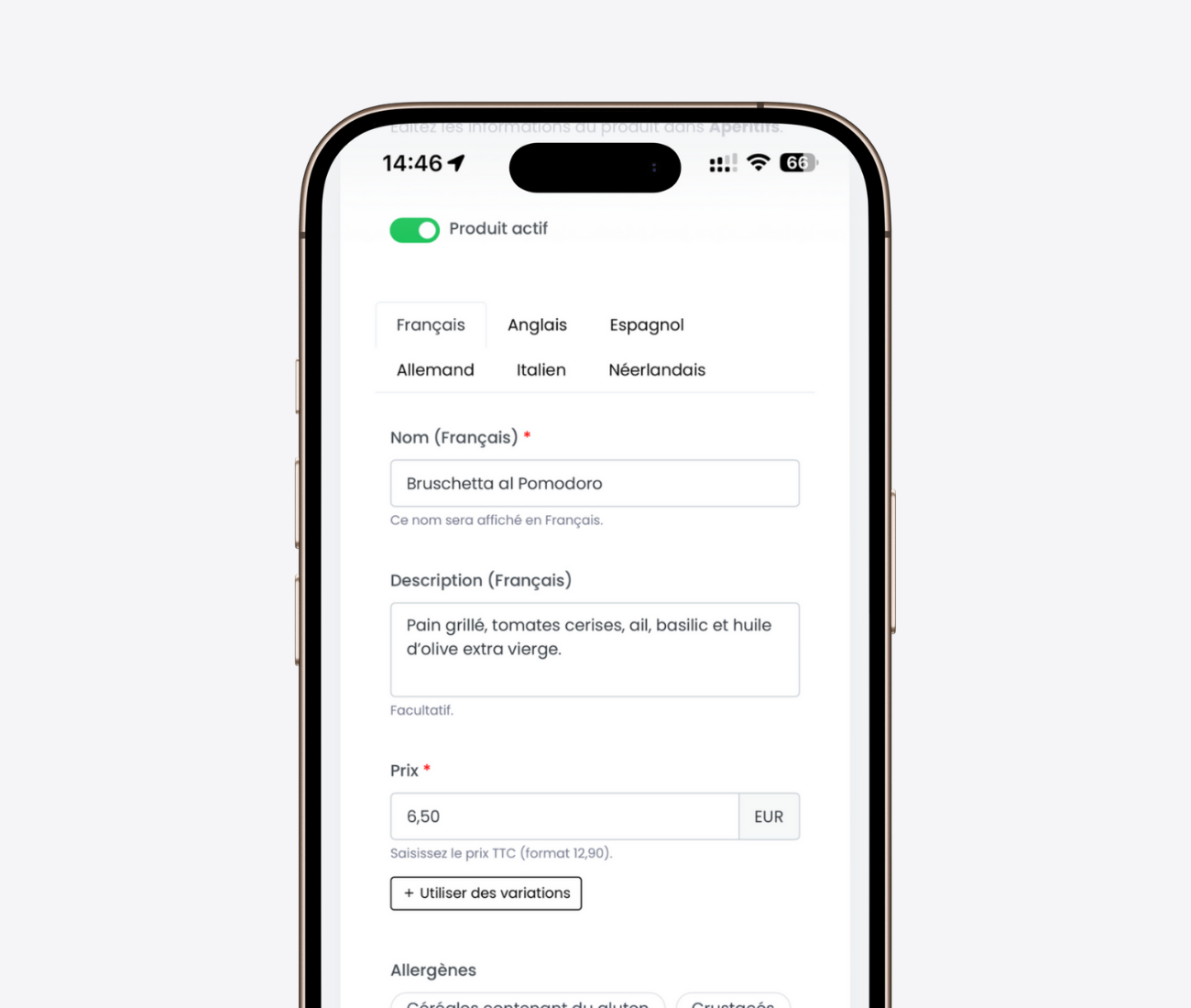 Un menu, toutes les langues de votre salle