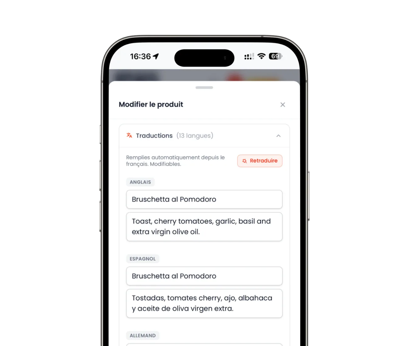 Un menu, toutes les langues de votre salle