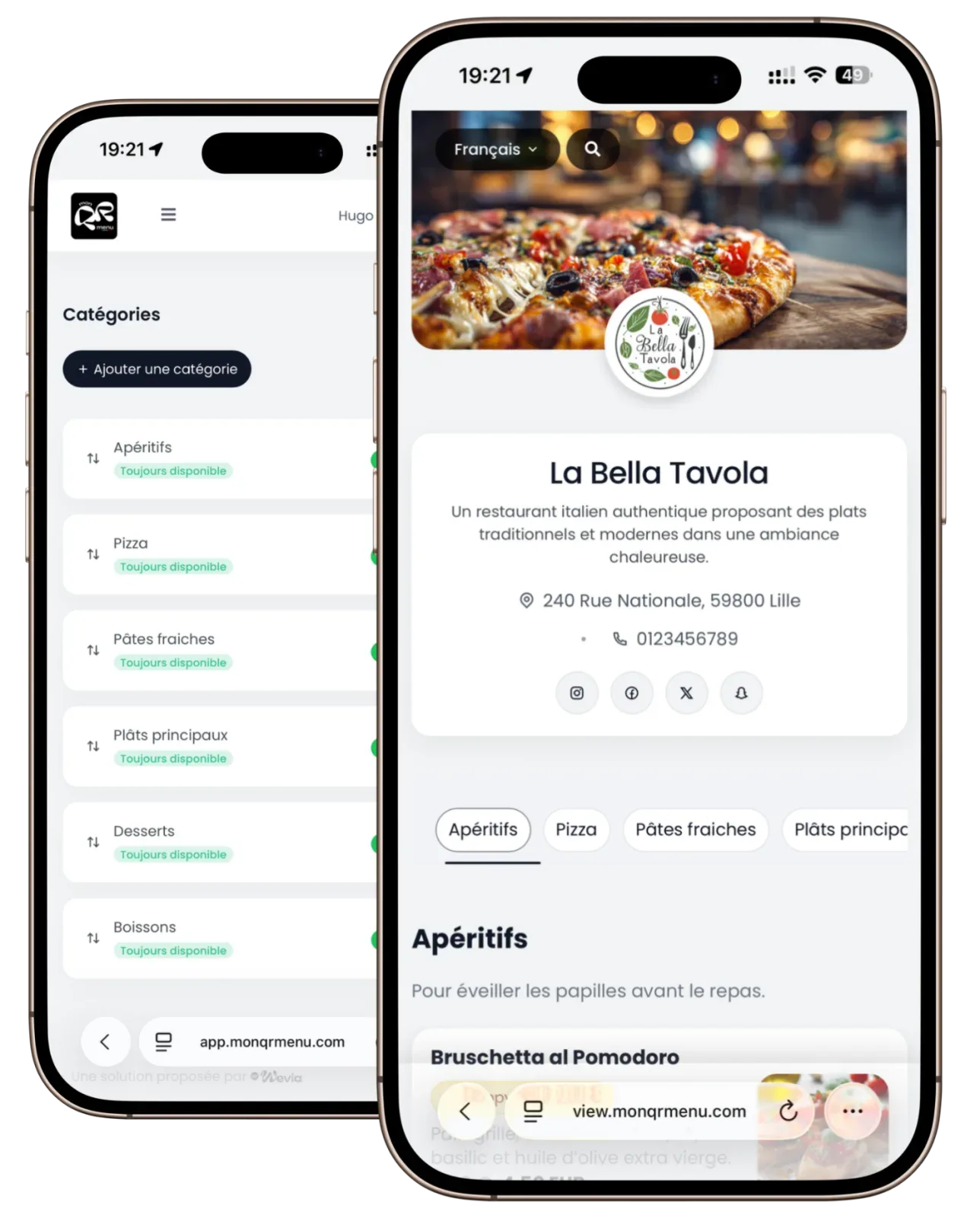 Le menu QR code conçu pour